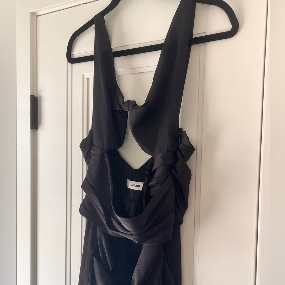 $315 Danielle Guizio NY Black Sainte Cut-out Ruched Maxi Dress Size Medium - Picture 6 of 10